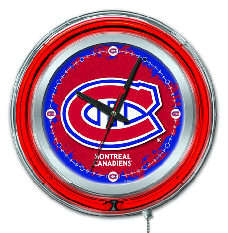 Montreal canadiens hbs reloj de pared con pilas de hockey rojo neón (15") - deportivo