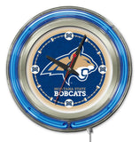 Montana State Bobcats HBS Neon Blue College Battery Powered Wall Clock (15") - Sporting Up