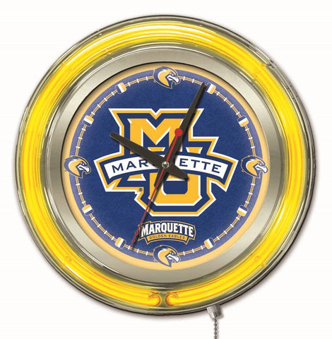 Shop Marquette Golden Eagles HBS Neon Yellow College Battery Powered Wall Clock (15") - Sporting Up