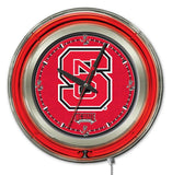 Nc state wolfpack hbs reloj de pared con batería universitario rojo neón (15 ") - deportivo