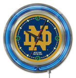 Notre Dame Fighting Irish HBS Neon Blue "ND" Battery Powered Wall Clock (15") - Sporting Up