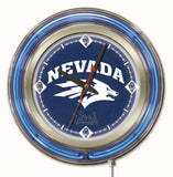 Nevada Wolfpack HBS Neon Blue College Battery Powered Wall Clock (15") - Sporting Up