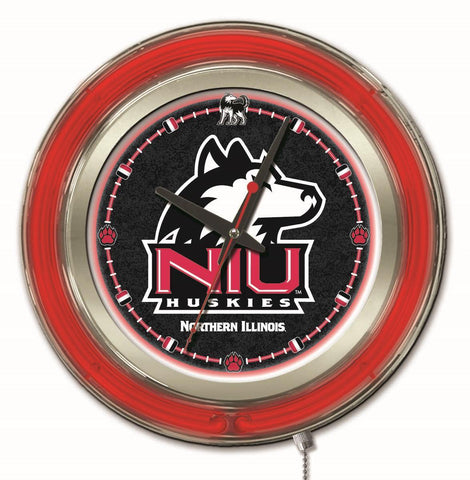 Shop Northern Illinois Huskies HBS Neon Red College Battery Powered Wall Clock (15") - Sporting Up