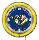 Nashville predators hbs reloj de pared con batería de hockey amarillo neón (15") - deportivo