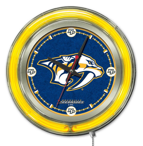 Shop Nashville Predators HBS Neon Yellow Hockey Battery Powered Wall Clock (15") - Sporting Up