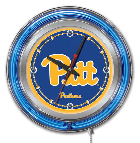 Shop Pittsburgh Panthers HBS Neon Blue College Battery Powered Wall Clock (15") - Sporting Up