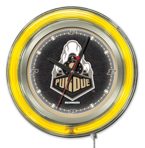Shop Purdue Boilermakers HBS Neon Yellow College Battery Powered Wall Clock (15") - Sporting Up