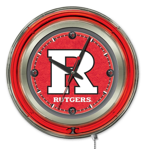 Shoppen Sie die batteriebetriebene Wanduhr „Rutgers Scarlet Knights HBS“ in Neonrot (15 Zoll) – sportlich
