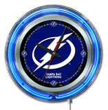 Tampa Bay Lightning HBS Neon Blue Hockey Battery Powered Wall Clock (15") - Sporting Up