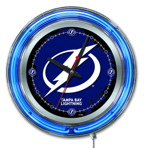Tampa bay lightning hbs reloj de pared con batería de hockey azul neón (15") - deportivo