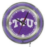 TCU Horned Frogs HBS Neon Purple College batteriebetriebene Wanduhr (15 Zoll) – sportlich