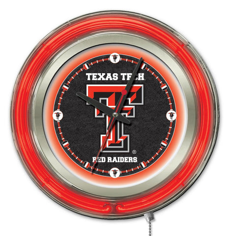Texas tech red raiders hbs reloj de pared con batería universitario rojo neón (15 ") - deportivo