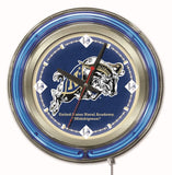 Navy Midshipmen HBS Neon Blue College Battery Powered Wall Clock (15") - Sporting Up
