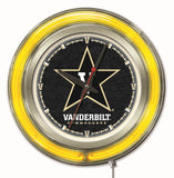 Vanderbilt Commodores HBS neongelbe College-Wanduhr mit Batteriebetrieb (15 Zoll) – sportlich