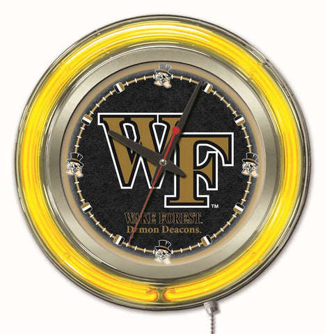 Shop Wake Forest Demon Deacons HBS Neon Yellow Battery Powered Wall Clock (15") - Sporting Up