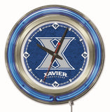 Xavier mosqueteros hbs reloj de pared con batería universitario azul neón (15 ") - deportivo