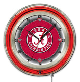 Reloj de pared con batería con logotipo "a" rojo neón de Alabama crimson tide hbs (19") - deportivo