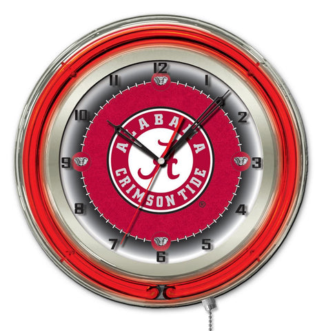 Alabama Crimson Tide HBS neonrotes „A“-Logo, batteriebetriebene Wanduhr (19 Zoll) – sportlich