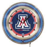 Arizona Wildcats HBS Neon Blue Navy College Battery Powered Wall Clock (19") - Sporting Up