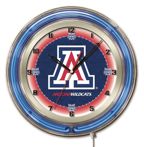 Arizona Wildcats HBS neonblaue, marineblaue, batteriebetriebene College-Wanduhr (19 Zoll) – sportlich
