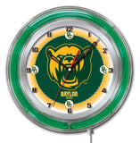 Baylor Bears hbs reloj de pared con batería universitario de oro verde neón (19 ") - deportivo