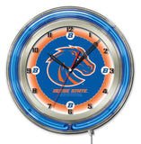Boise State Broncos HBS Neon Blue College Battery Powered Wall Clock (19") - Sporting Up