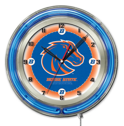 Shoppen Sie die batteriebetriebene Wanduhr „Boise State Broncos HBS“ in Neonblau (19 Zoll) – sportlich