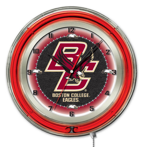 Boutique Boston College Eagles hbs horloge murale à piles rouge néon College (19") - faire du sport
