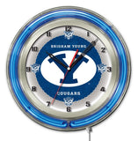Byu pumas hbs reloj de pared con batería universitario azul neón (19 ") - deportivo