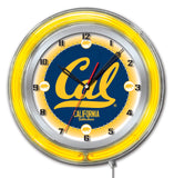 Reloj de pared con pilas de la universidad de color amarillo neón hbs de los osos dorados de California (19") - deportivo