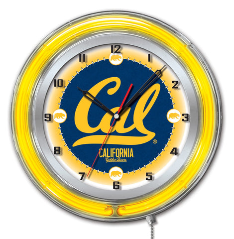 Shop California Golden Bears HBS Neon Yellow College Battery Powered Wall Clock (19") - Sporting Up