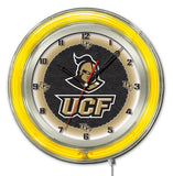 Reloj de pared con batería universitario negro amarillo neón hbs de Ucf Knights (19 ") - deportivo