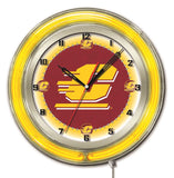 Reloj de pared con batería de color amarillo neón chippewas hbs de Central Michigan (19") - deportivo