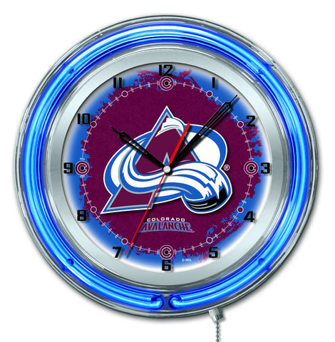 Colorado avalanche hbs horloge murale alimentée par batterie de hockey bleu néon (19") - faire du sport