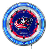 Columbus Blue Jackets HBS Neon Blue Hockey Battery Powered Wall Clock (19") - Sporting Up