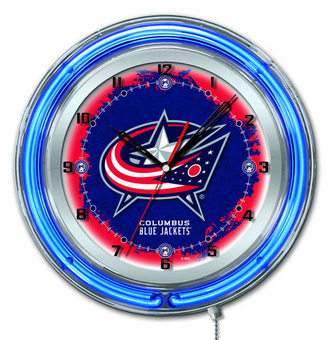 Horloge murale alimentée par batterie de hockey bleu néon Columbus Blue Jackets (19") - Sporting Up