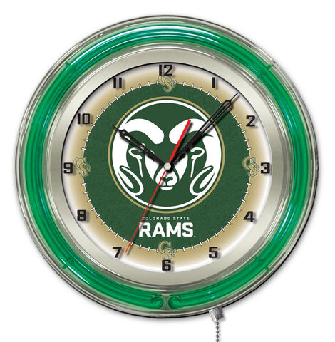 L'état du Colorado rams hbs horloge murale alimentée par batterie collège or vert néon (19") - faire du sport