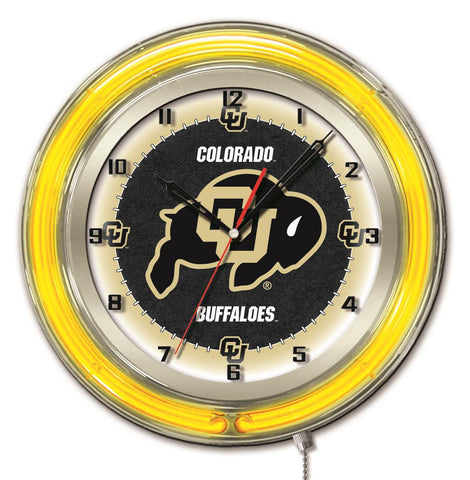 Colorado Buffaloes HBS neongelbe, batteriebetriebene College-Wanduhr (19 Zoll) – sportlich