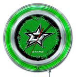 Horloge murale alimentée par batterie de hockey vert néon hbs des étoiles de Dallas (19") - faire du sport