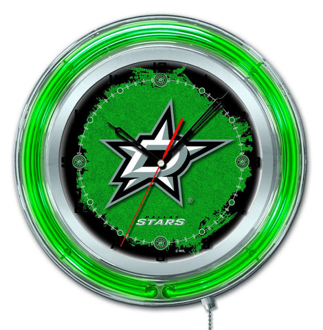 Dallas stars hbs reloj de pared con batería de hockey verde neón (19") - deportivo