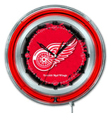 Reloj de pared con batería de hockey rojo neón hbs de alas rojas de Detroit (19") - deportivo