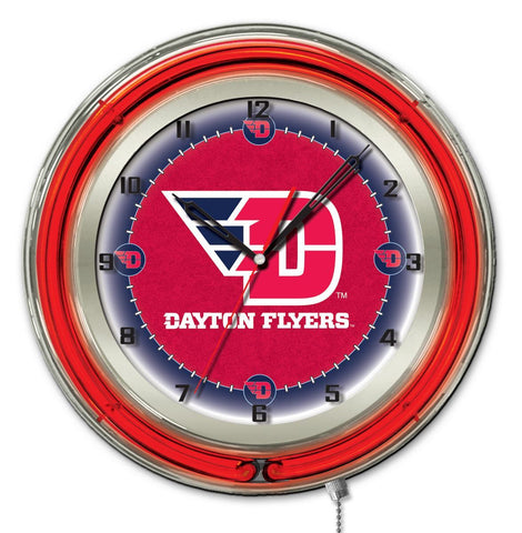 Shop Dayton Flyers HBS Neon Red College Battery Powered Wall Clock (19") - Sporting Up