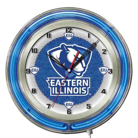Reloj de pared con pilas de la universidad azul neón hbs de los panteras de illinois del este (19") - haciendo deporte