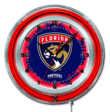 Florida Panthers hbs reloj de pared con batería de hockey rojo neón (19 ") - deportivo