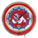 Fresno State Bulldogs HBS Neon Red College Battery Powered Wall Clock (19") - Sporting Up