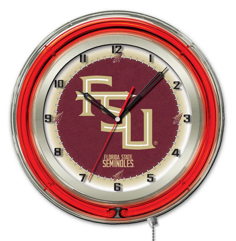 Florida state seminoles hbs neón rojo "fsu" reloj de pared con batería (19") - deportivo