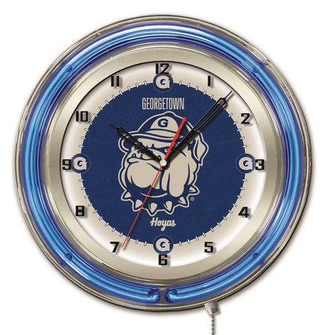Shop Georgetown Hoyas HBS Neon Blue College Battery Powered Wall Clock (19") - Sporting Up