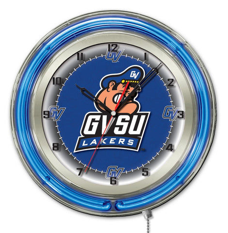 Boutique Grand Valley State Lakers HBs Neon Blue College Horloge murale alimentée par batterie (19") - Sporting Up