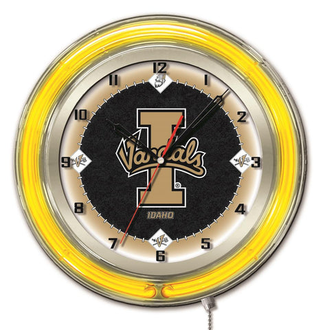 Shop Idaho Vandals HBS Neon Yellow Black College Battery Powered Wall Clock (19") - Sporting Up
