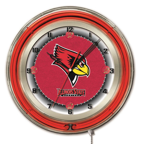 Reloj de pared con pilas de la universidad roja neón hbs de los redbirds del estado de Illinois (19 ") - deportivo
